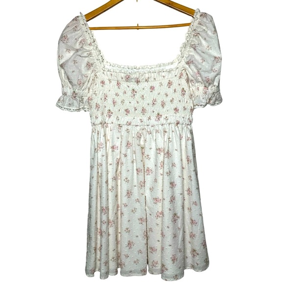 Altar'd State Women's Floral Print Square Neck Smocked Mini Dress Size Medium - Picture 2 of 6